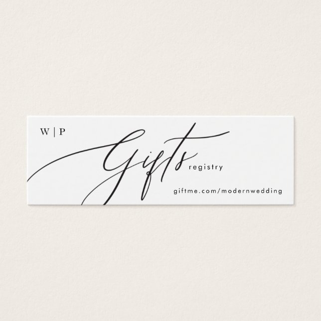 Simple Black & White Modern Wedding Gift Registry (Front)