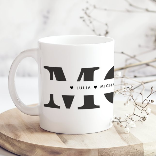 Simple Black White Mom Add Names Coffee Mug (Creator Uploaded)
