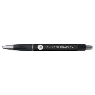Simple Black White Monogram Custom Name
