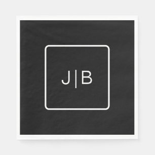 Simple black white monogram customisable napkin