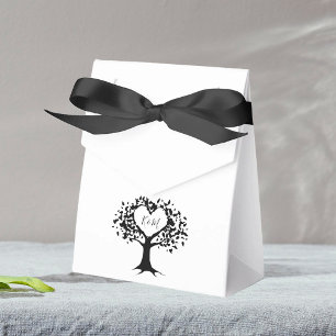 Simple Black & White Monogram Heart Tree Wedding Favour Box