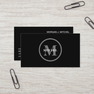 Simple Black White Monogram Modern Professional Business Card