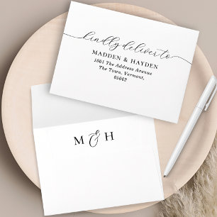 Simple Black White Monogram Return Address Envelope