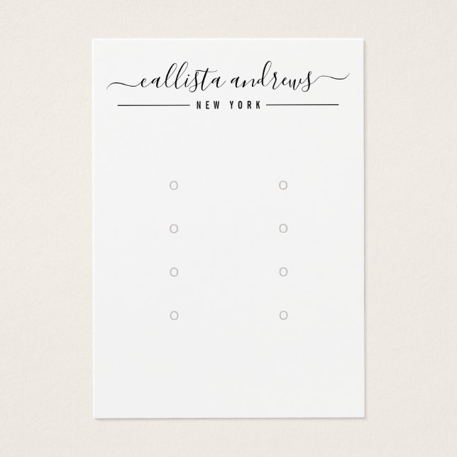 Simple Black White Multiple Earring Display Card (Front)