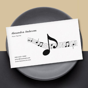 Simple, Black & White Music Teacher Business Card