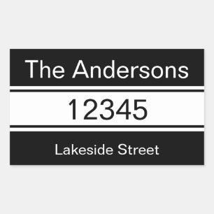 Simple Black White Name Address Mailbox Decal Rectangular Sticker