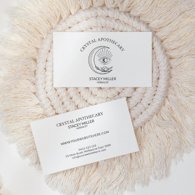 Simple Black & White New Age Apothecary Business Card (Creator Uploaded)