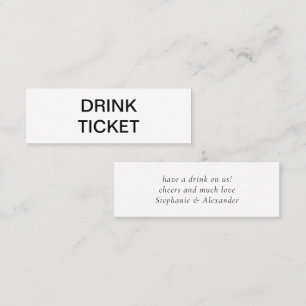 Simple Black White Newlywed Wedding Drink Ticket