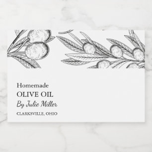 Simple Black & White Olive Oil Label