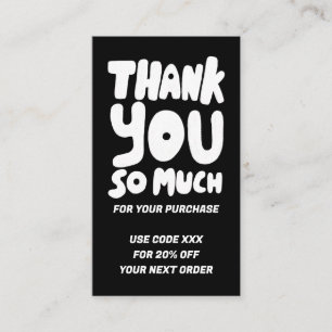 Simple Black&White Order Thank You Social QR Code  Business Card