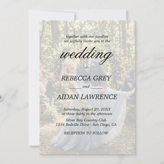 Simple Black & White Overlay Photo Invitation (Front)