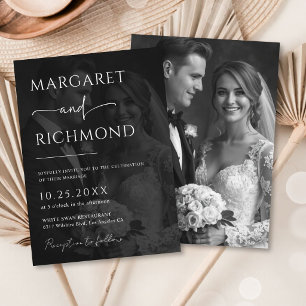 Simple Black & White Overlay Photo Modern Wedding Invitation