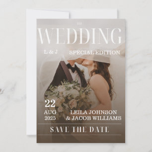 Simple Black & White Overlay Photo Wedding Invitat Invitation