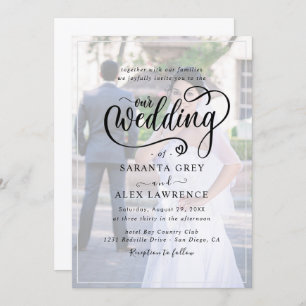 Simple Black & White Overlay Photo Wedding  Invitation