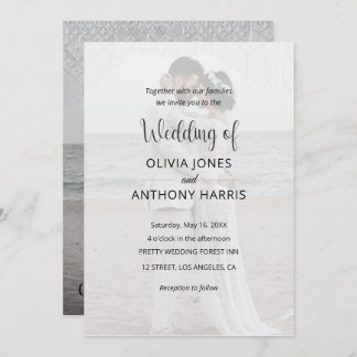 Simple Black & White Overlay Photo Wedding Invitation