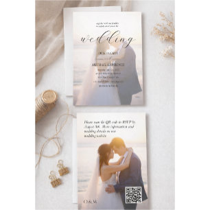 Simple Black & White Overlay Photo Wedding Invitation