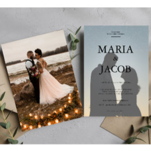 Simple Black & White Overlay Photo Wedding  Invitation