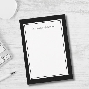 Simple Black White Personalised Flat Note Card