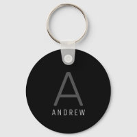 Simple Black White Personalised Monogram Metal