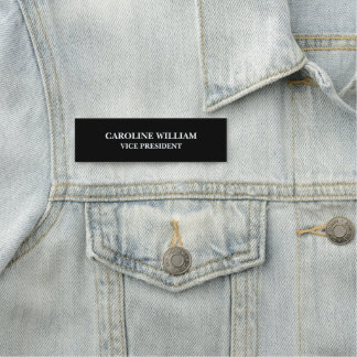 Simple Black & White Personalized Custom Text Name Tag
