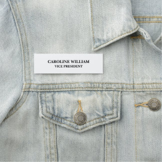 Simple Black & White Personalized Custom Text Name Tag