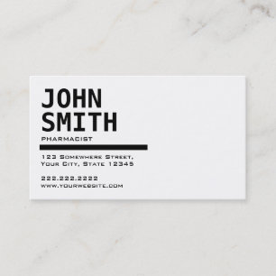 Simple Black & White Pharmacist Business Card