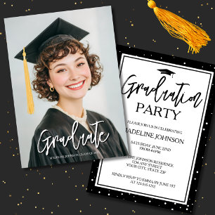 Simple Black & White Photo 2026 Graduation Invitation