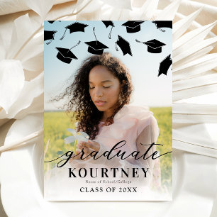 Simple Black White Photo Graduation Invitation