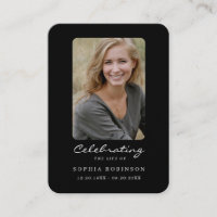 Simple Black White Photo Memorial Prayer Card