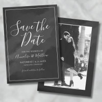 Simple Black White Photo Save the Date Wedding
