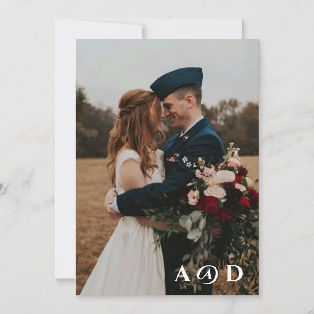 Simple Black & White Photo Wedding Invitation (Front)