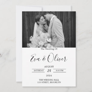 Simple Black & White Photo Wedding Invitation