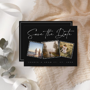 Simple Black White Photo Wedding Save the Date Announcement Postcard