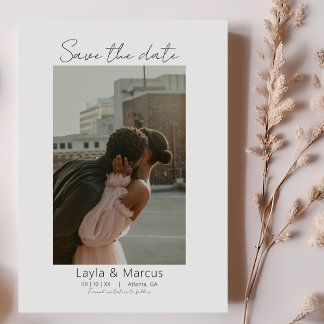 Simple Black & White Photo Wedding Save The Date Card