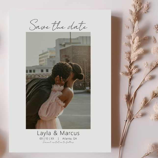 Simple Black & White Photo Wedding Save The Date Card (Creator Uploaded)