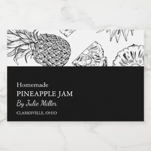 Simple Black & White Pineapple Jam Label
