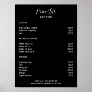 Simple Black White Price List Poster