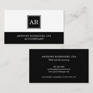 Simple Black White Professional CPA Accountant Business Card
