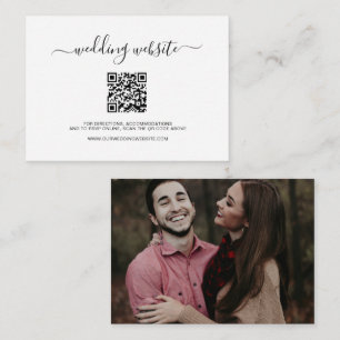 Simple Black White QR Code Photo Website Wedding Enclosure Card