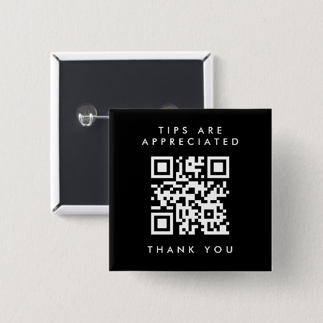 Simple Black & White QR Code Square Tip 15 Cm Square Badge (Front & Back)