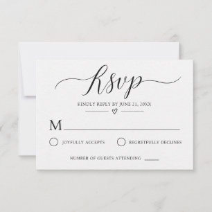 Simple Black & White QR Code Wedding RSVP Card