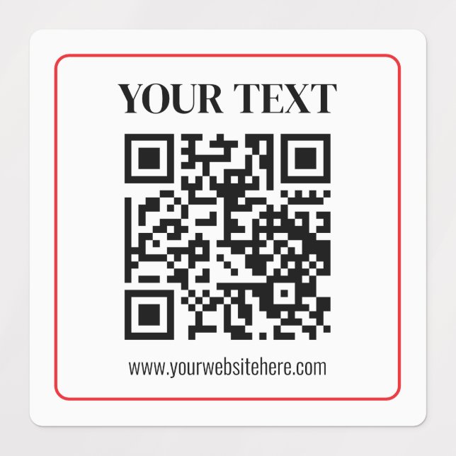 Simple Black & White QR code with Red Border (Design 1)