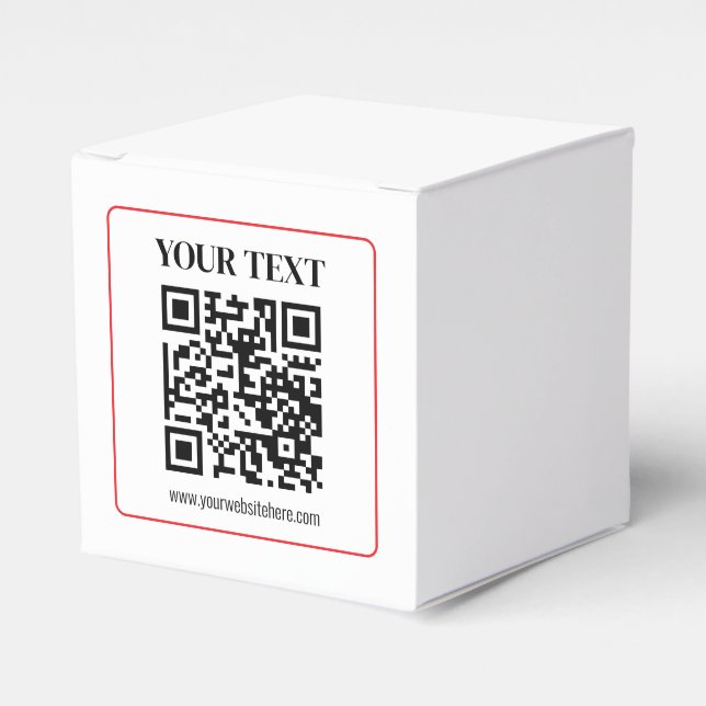 Simple Black & White QR code with Red Border Favour Box (Front Side)
