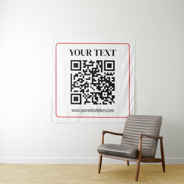 Simple Black & White QR code with Red Border Tapestry (In Situ)