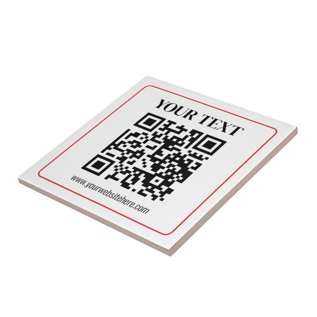 Simple Black & White QR code with Red Border Tile (Side)