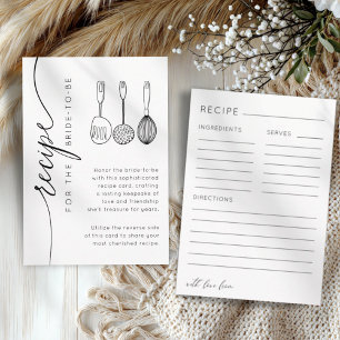Simple Black & White Recipe Bridal Shower Enclosure Card