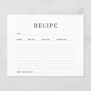 Simple Black & White Recipe Card