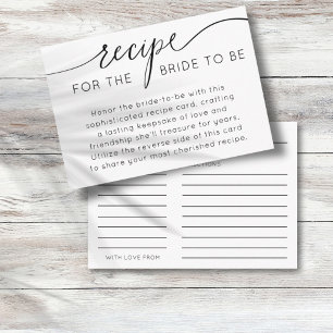 Simple Black & White Recipe for the Bride to Be Enclosure Card