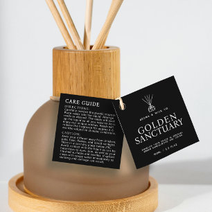 Simple black white reed diffuser care product tag