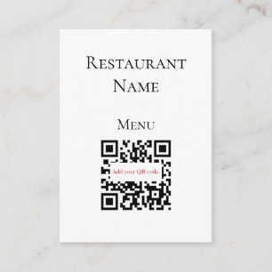 Simple Black White Restaurant QR Code Menu Cards